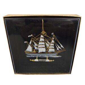 Beacon Design 1877 Elissa Tall Ship Galveston 24kt Gold Brass Ornament New Boxed